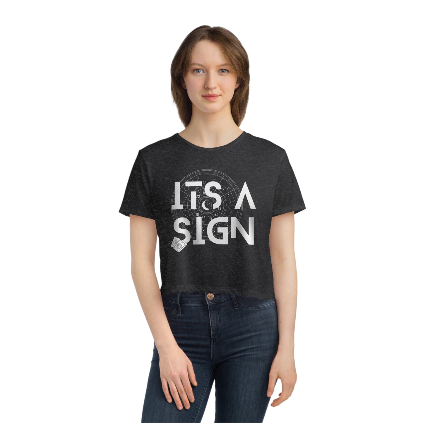 ITs A Sign Zodiac Wheel Cropped Tee