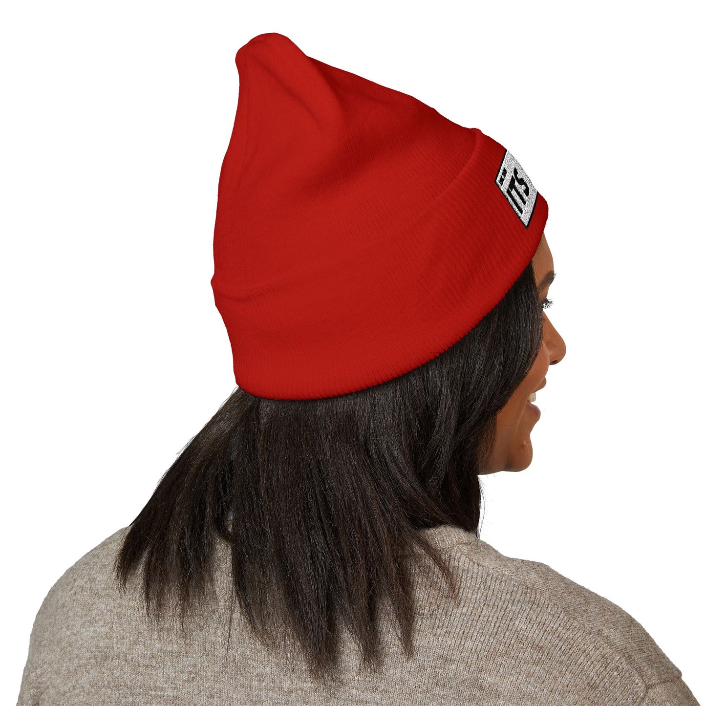 "It's A Sign" Embroidered Cuffed Beanie — Minimal Gothic Winter Hat