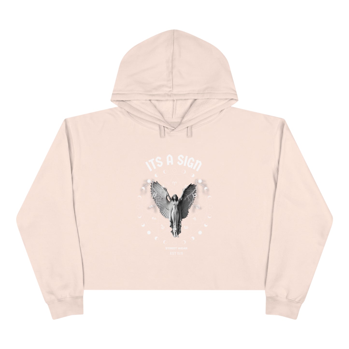 Angel, Moon, Zodiac Crop Hoodie