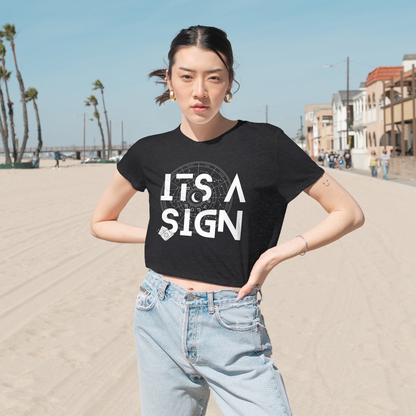 ITs A Sign Zodiac Wheel Cropped Tee