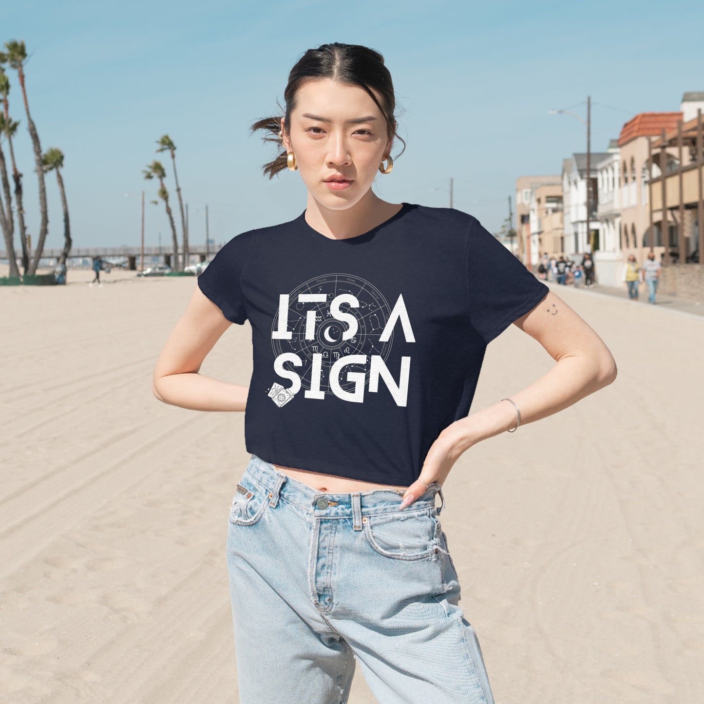 ITs A Sign Zodiac Wheel Cropped Tee