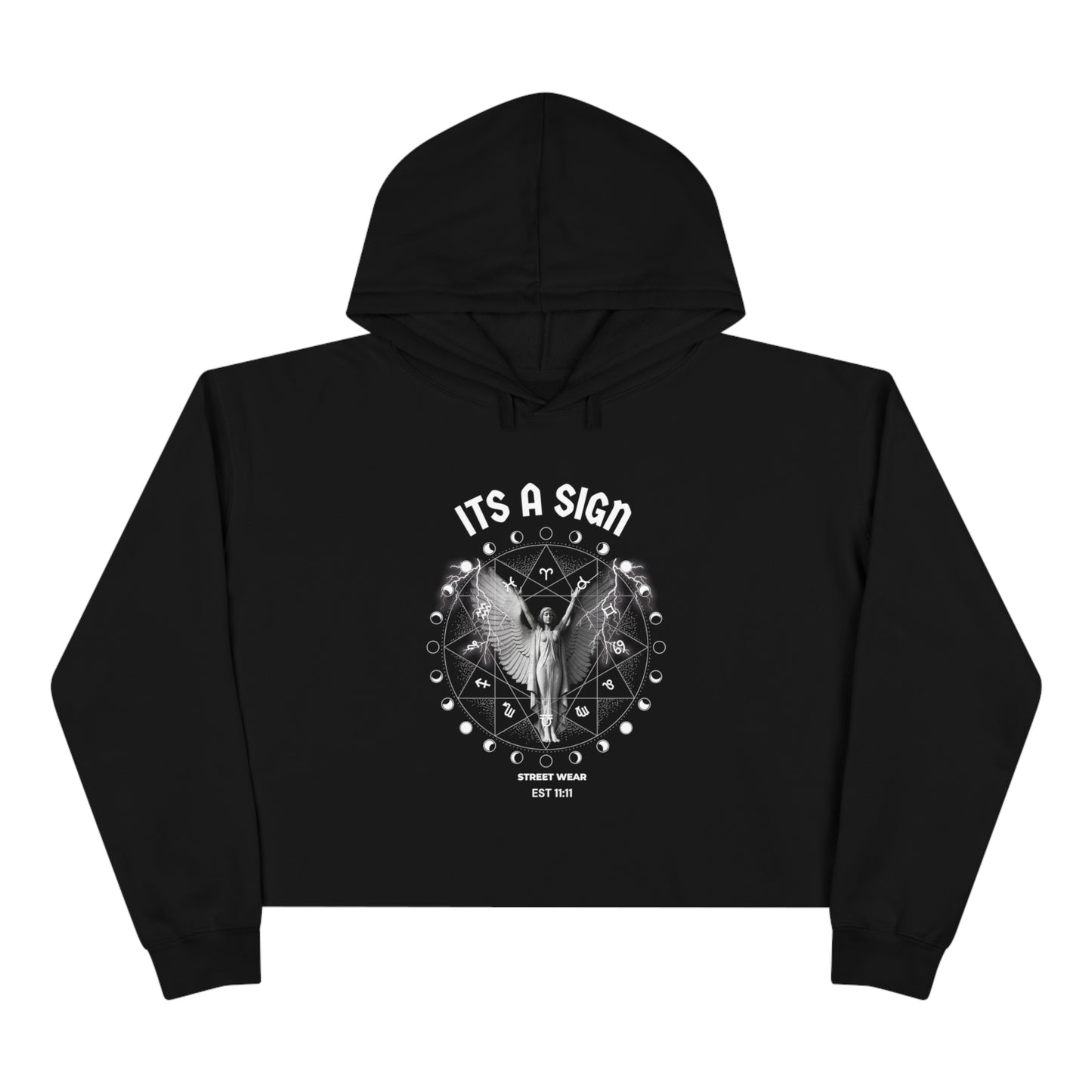 Angel, Moon, Zodiac Crop Hoodie