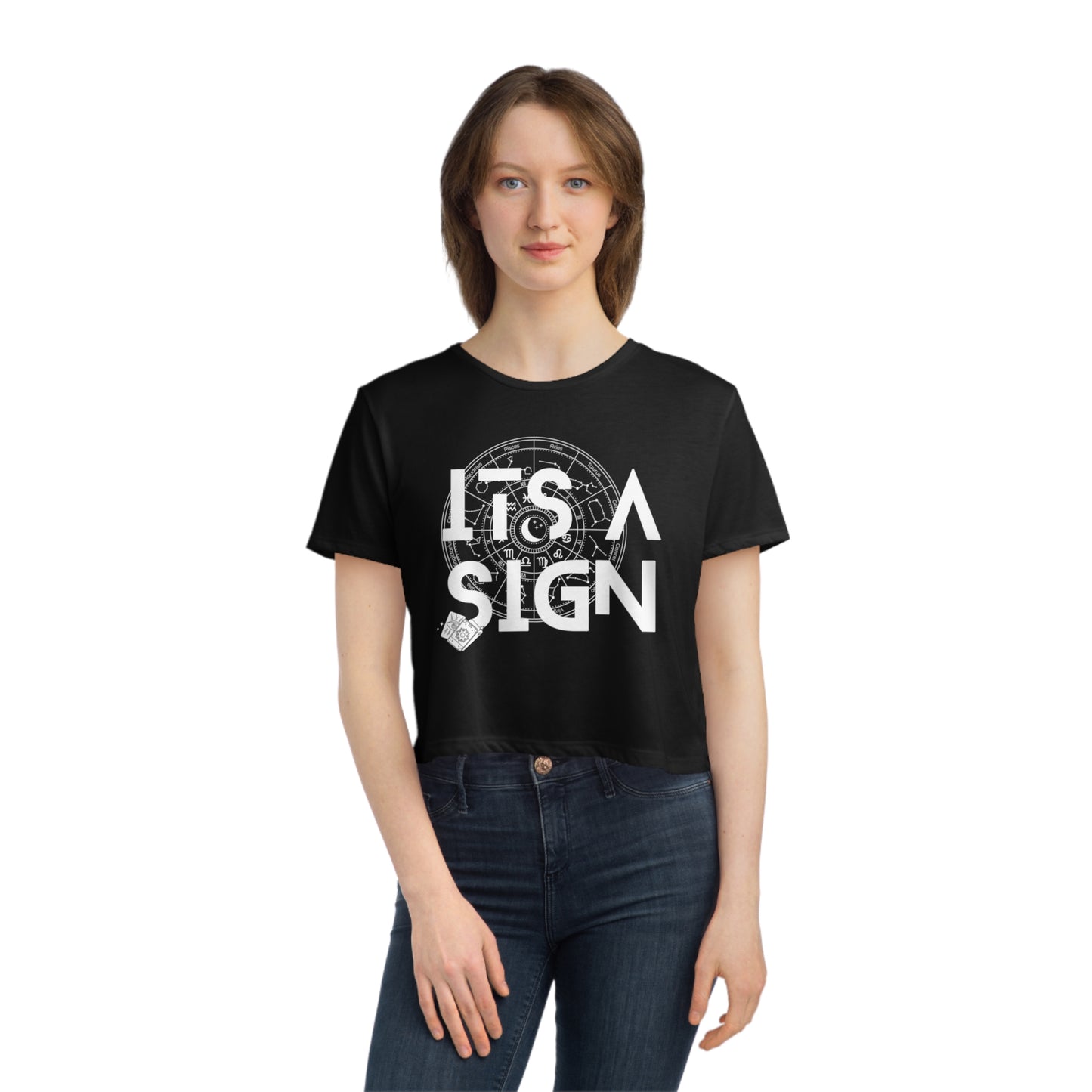 ITs A Sign Zodiac Wheel Cropped Tee