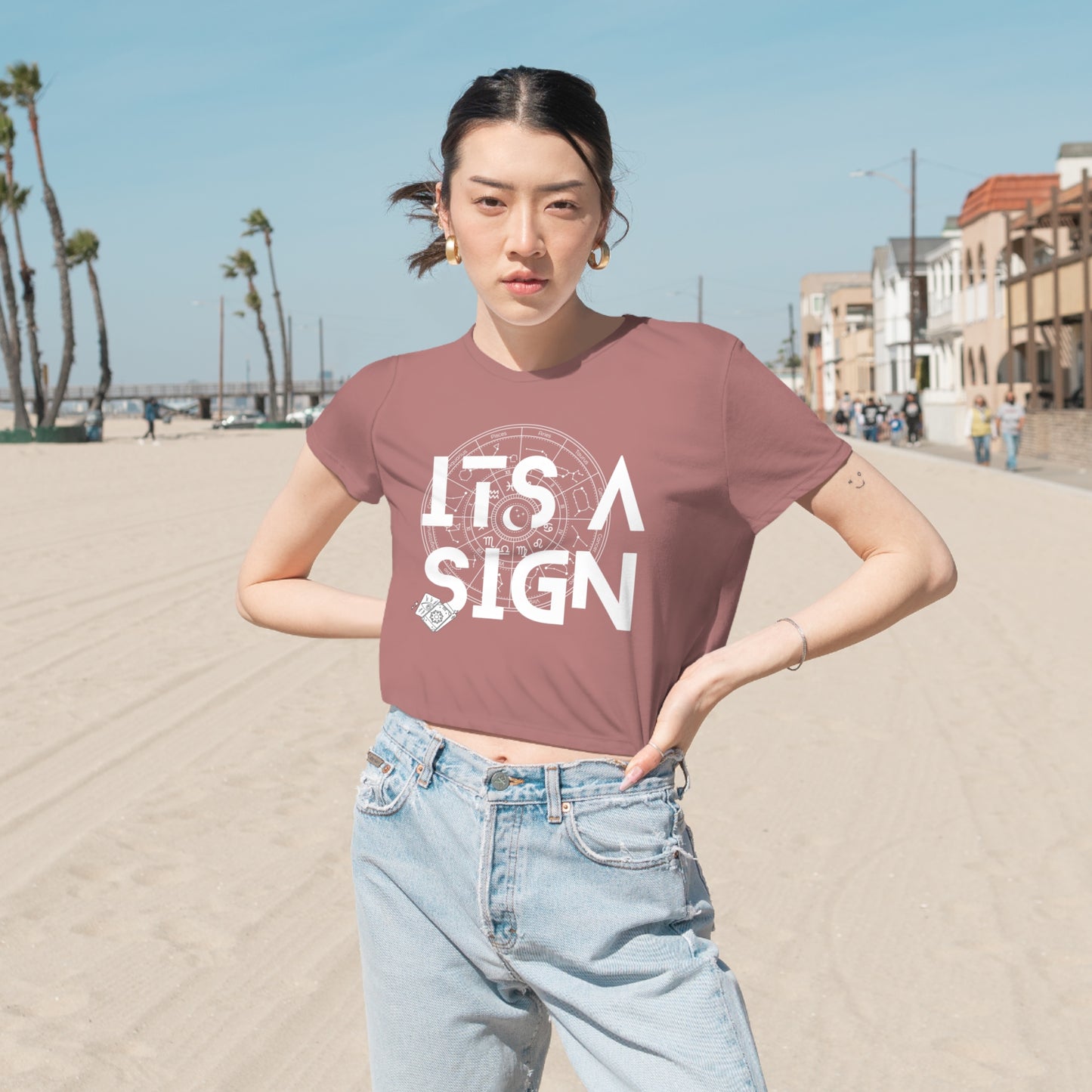 ITs A Sign Zodiac Wheel Cropped Tee