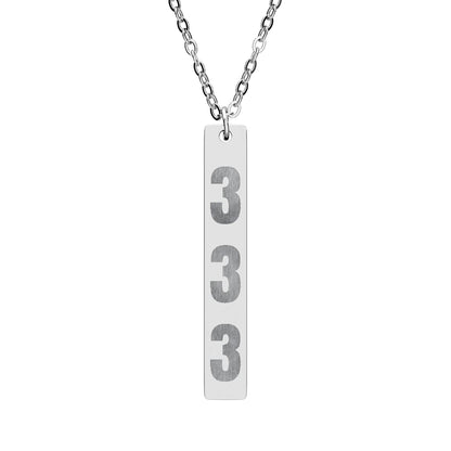 333 Vertical Bar Necklace (Engraving)