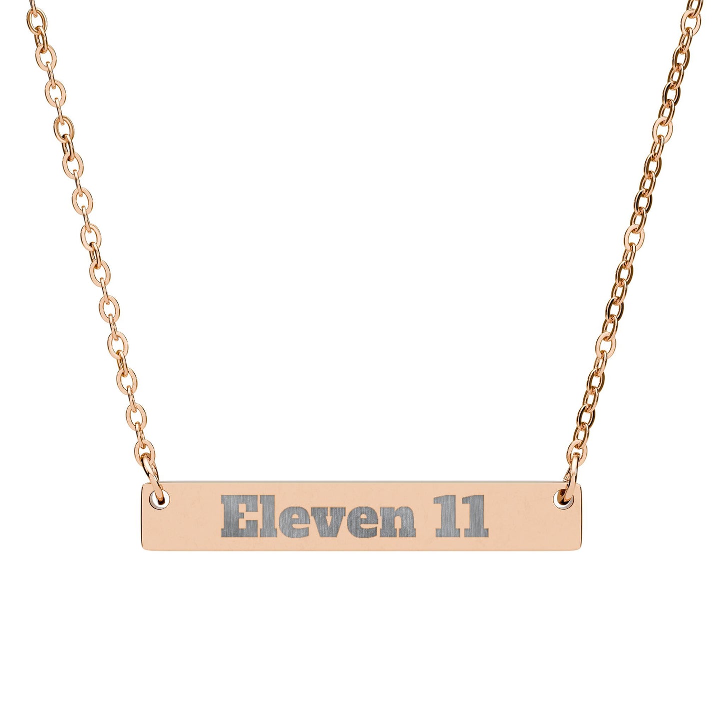 Eleven 11" Personalized Name Plate - Engraved Horizontal Bar Necklace