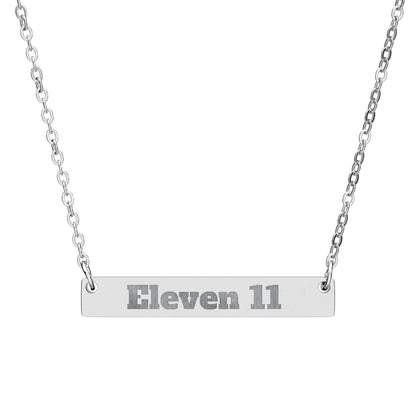Eleven 11" Personalized Name Plate - Engraved Horizontal Bar Necklace