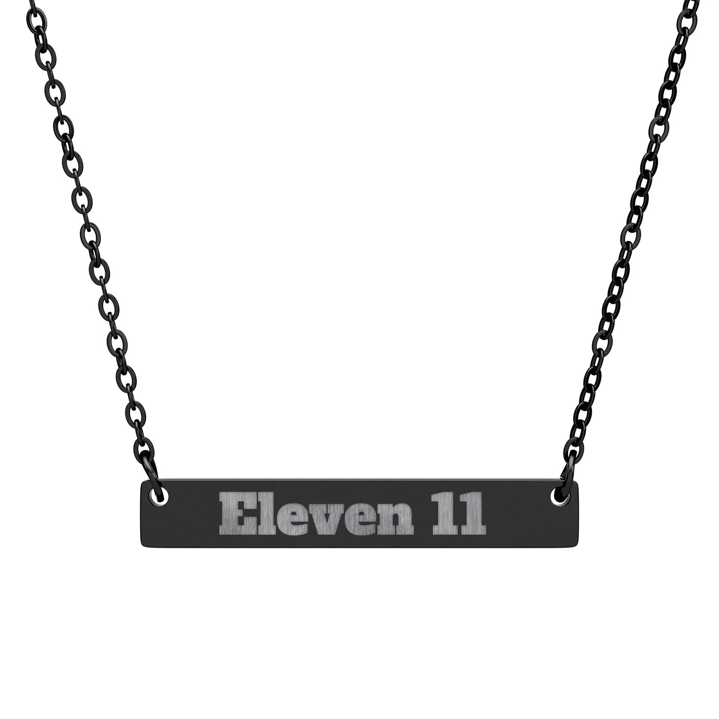 Eleven 11" Personalized Name Plate - Engraved Horizontal Bar Necklace