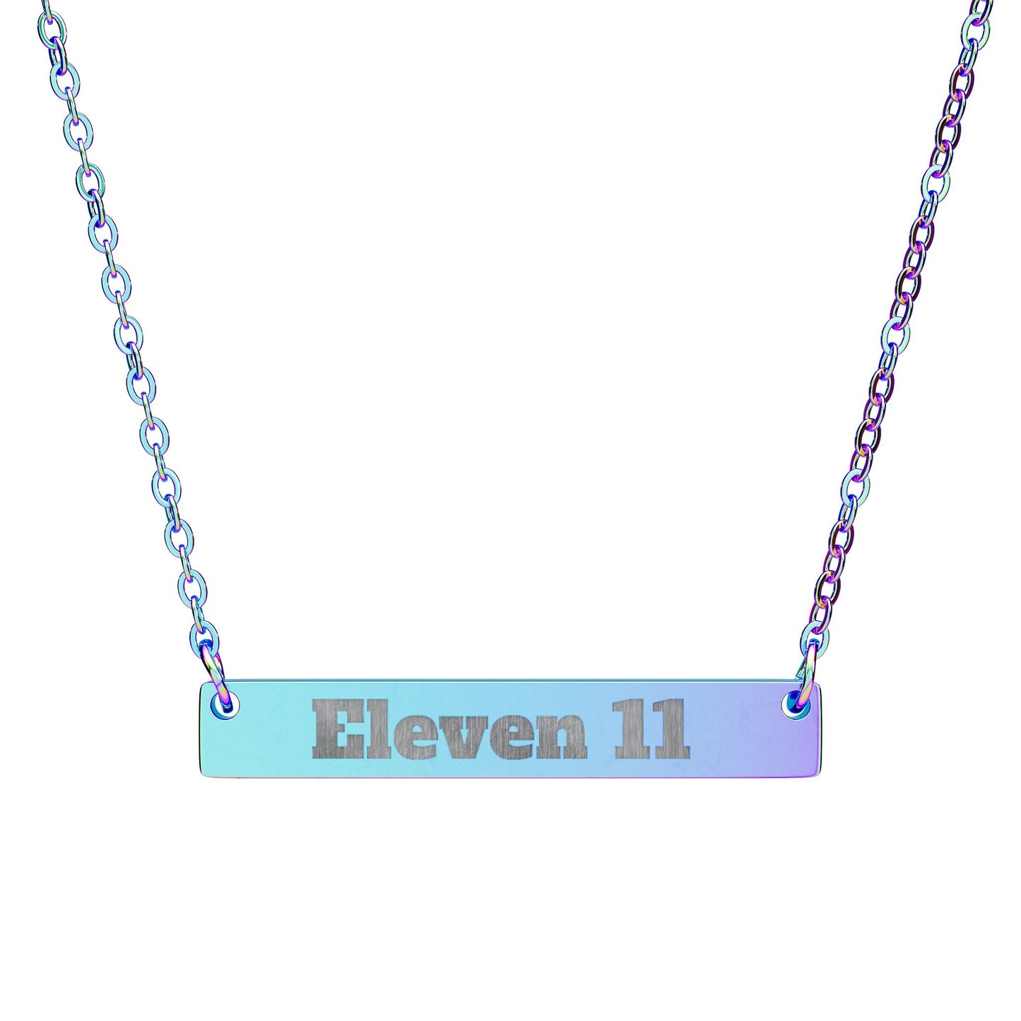 Eleven 11" Personalized Name Plate - Engraved Horizontal Bar Necklace
